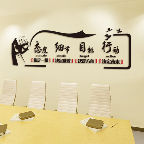 永恒 办公室装饰励志墙贴企业文化墙标语激励文字公司墙面贴纸布置教室 态度细节目标行动 超大