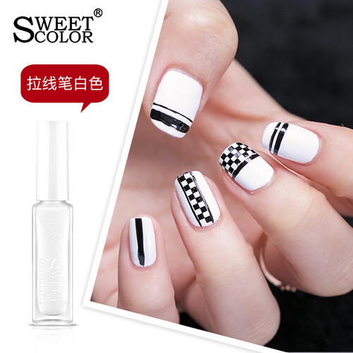 Sweetcolor 拉线笔40 10ml 纯白色（法国原料 环保指甲油 法式美甲 快干 米白 可配墨蓝色