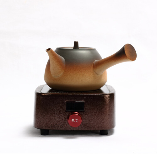 侧把陶壶电陶炉煮茶壶粗陶酒精炭小青柑白茶黑茶小型电热煮茶器陶瓷茶具复古户外明火炭炉 B款（700ml）+电陶炉