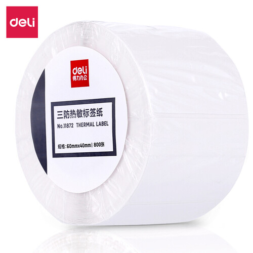 得力（deli）11872 三防热敏标签打印纸 60mm*40mm不干胶条码打印纸 800张*48卷装