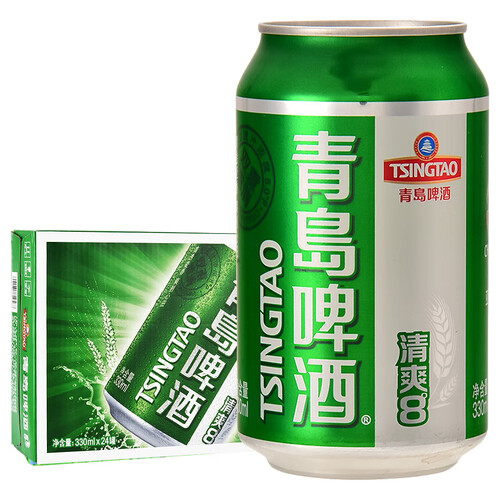 京东超市青岛啤酒（TsingTao）清爽8度330ml*24听 整箱装（新老包装随机发放）