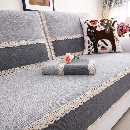 四季棉麻沙发垫防滑纯色布艺冬季简约时尚沙发巾套罩订做 蕾露灰【店长推荐】 90*90cm【单片装】