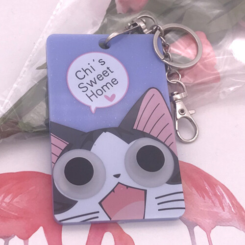 韩国卡通学生公交车交通卡饭卡卡套 钥匙扣 可爱公交卡套门禁卡壳卡套胸卡套 浅灰色 起司猫B款