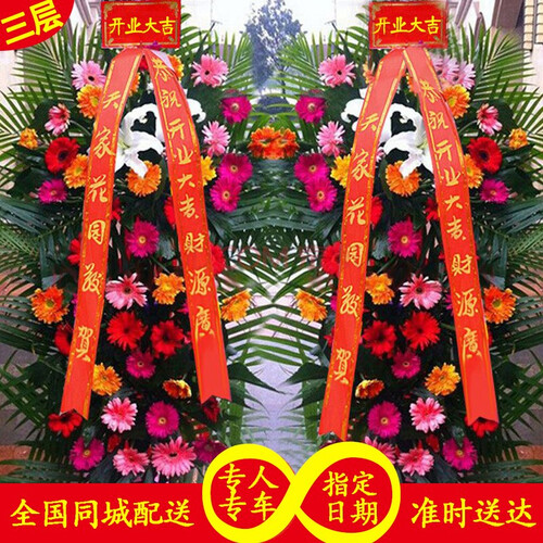 花慕开业花篮速递一对或者一个港式商务乔迁鲜花送朋友北京杭州南京成都武汉同城花店配送 大展宏图-A款 -1个(特惠款)