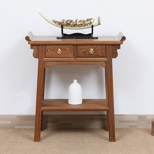 寻古 红木家具非洲鸡翅木（学名：非洲崖豆木）条案供桌实木条桌玄关桌翘头案带抽屉仿古神台香案佛台佛桌 长108*宽35*高90cm