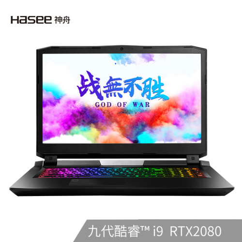 神舟(HASEE)战神GX10-CR9Plus 英特尔酷睿i9-9900K RTX2080 8G 17.3英寸144Hz游戏笔记本电脑(32G 512G+2T)