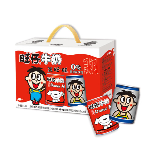 京东超市【京东JOY联名款】旺旺 旺仔牛奶（6罐）+o泡果奶 儿童牛奶早餐奶（原味2罐）组合装 245ml*8