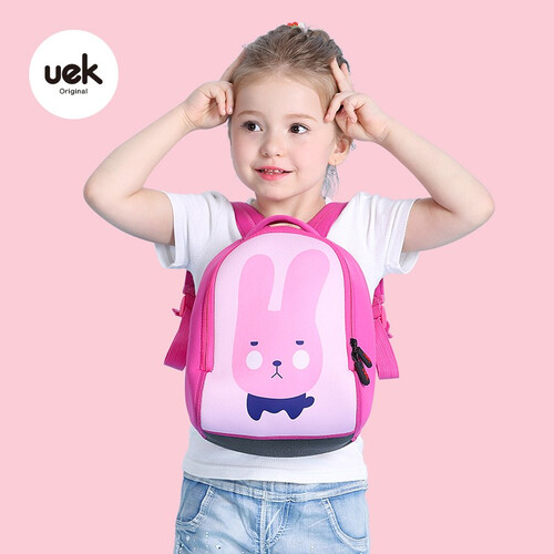 UEK 幼儿园书包女儿童书包女宝宝小班大班可爱卡通旅行背包双肩书包 萌小兔粉色 小兔大号粉色 【4-6岁】