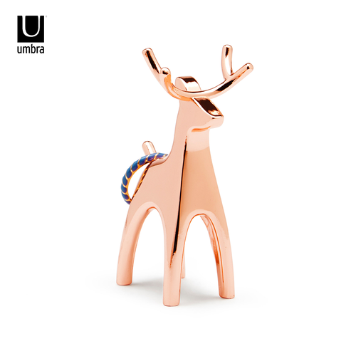 umbra戒托摆件戒指托架动物萌宠金属装饰首饰品桌面摆件创意生日礼物礼品 玫瑰金驯鹿