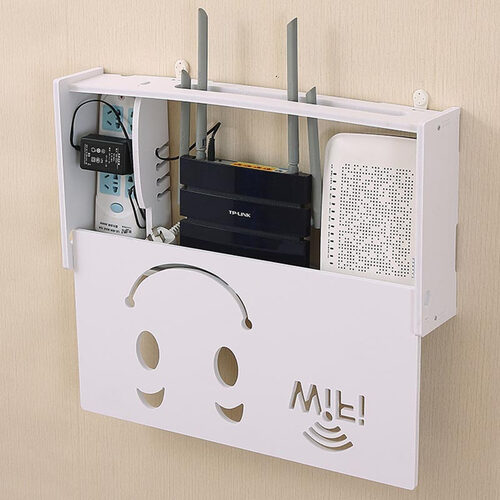 京东超市侑家良品 52CM特大号免打孔 无线wifi路由器收纳盒 光猫装饰盒 多媒体遮挡箱机顶盒置物架 特大号