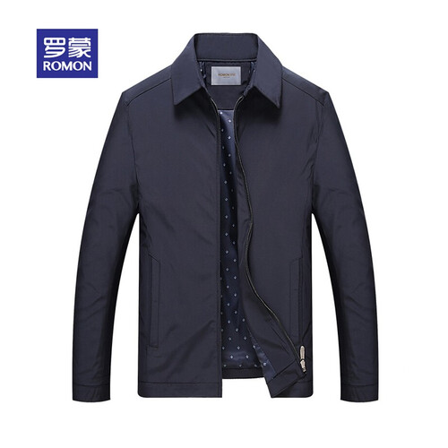 罗蒙 中老年男装秋季新款夹克男商务休闲翻领爸爸夹克衫风衣中年外套男 07藏青色 180/XL