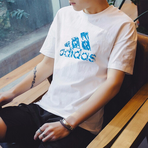 阿迪达斯（Adidas）2019春夏  短袖男装新款跆拳道系列运动T恤 Logo白/蓝 L