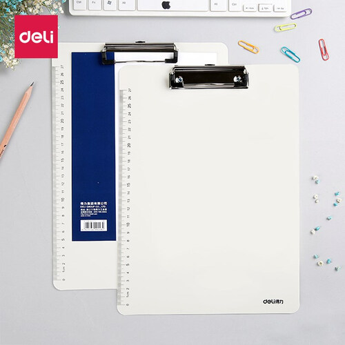 得力（deli） 板夹A4文件夹垫板写字板夹菜单夹子纸夹板A5车间办公文具用品 9248 平夹（白）适用A4纸