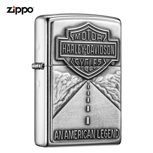 之宝(Zippo)打火机 哈雷美国传奇 花砂镀铬徽章20229 煤油防风火机