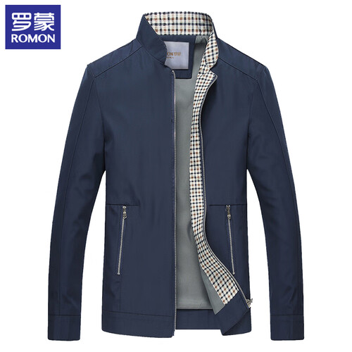 罗蒙（ROMON）夹克男 2019新款商务休闲立领外套男 8JK941110 藏青色 XL/180