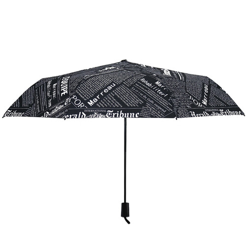 京东超市C'mon 黑报纸手动三折伞 加大雨伞男士折叠商务超大三折手动折叠伞女