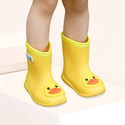 欧育儿童雨鞋男童女童时尚卡通防滑雨靴小孩水鞋宝宝雨鞋B1044 黄色27