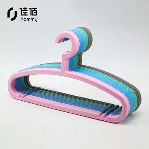 佳佰 衣架 无痕晾衣架成人衣服架家用塑料衣架干湿晾晒衣撑子阳台晒衣架 12支装 42CM肩宽 混色装 2H007