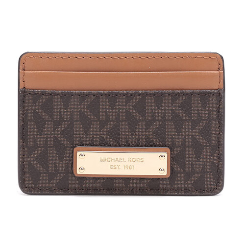 MICHAEL KORS 迈克·科尔斯 MK卡包 奢侈品 涂层帆布女士卡包卡夹 棕色 32F7GF6D0B BROWN