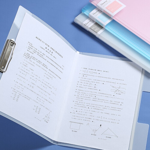 得力A3透明试卷收纳文件夹资料册小学生用书夹子卷子整理高中生塑料多功能卷子收纳神器 半透明白色