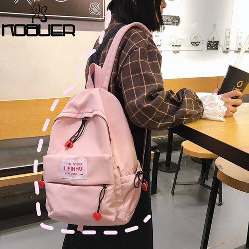 KOSUER双肩包女校园风小清新学生帆布包女背包舒适轻松ins大容量韩版大中学生森系百搭高中书包女潮 粉色