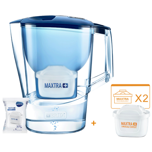 碧然德（BRITA） 过滤水壶 家用过滤水杯 净水器 光汐系列3.5L蓝+去水垢专家版滤芯3枚