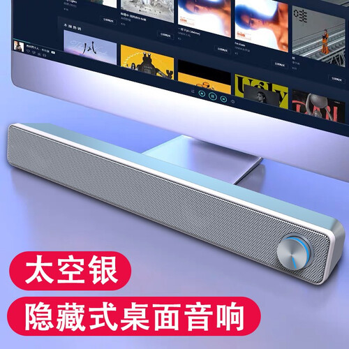 赛达（SADA） 音响电脑蓝牙音箱家用台式机长条多媒体喇叭笔记本手机桌面有线usb迷你影响小V195 太空银  旗舰品质