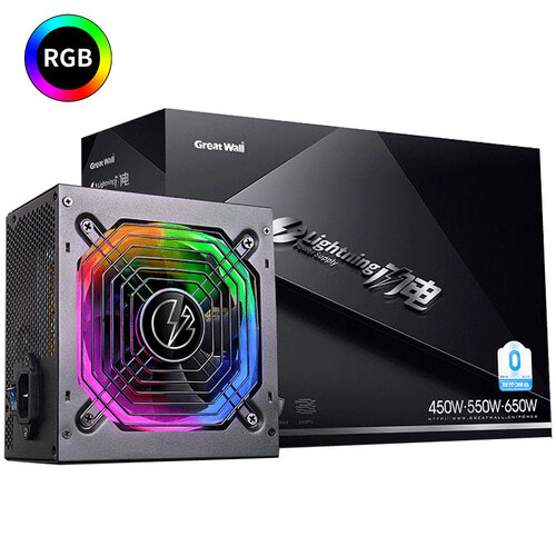 长城（Great Wall）额定550W 闪电550（智控0噪音/自带ARGB风扇/多重功能保护/背板走线/12CM静音风扇）