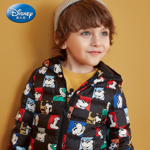 京东超市迪士尼 Disney 童装男童中小童保暖轻薄羽绒服上衣可爱宝宝冬款2019冬 DA941KE13 米奇多彩棋盘格 110