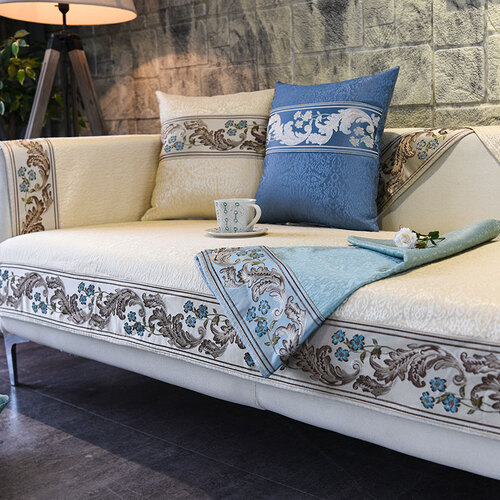 兰丽坊 沙发垫套装新中式沙发套防滑沙发罩巾组合沙发雪尼尔Vs提花面料 提花面料-夏洛伊-米黄 70*70cm一张