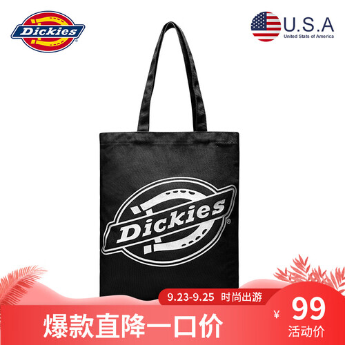 Dickies 潮流休闲新品单肩包学生帆布包清新文艺简约手提包D18-C830 黑色