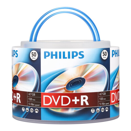 飞利浦（PHILIPS）DVD+R光盘/刻录盘 16速4.7G 手拎乖乖桶 桶装50片