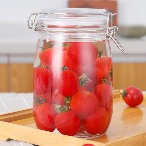 京东超市拜杰（Baijie）储物罐玻璃密封罐子玻璃瓶茶叶储藏罐腌制蜂蜜柠檬百香果罐子密封罐1000ml单只  LY-161