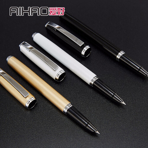 爱好（AIHAO）墨囊钢笔小学生可换墨囊抽墨式两用钢笔清新可爱书法练习钢笔 香槟金两支