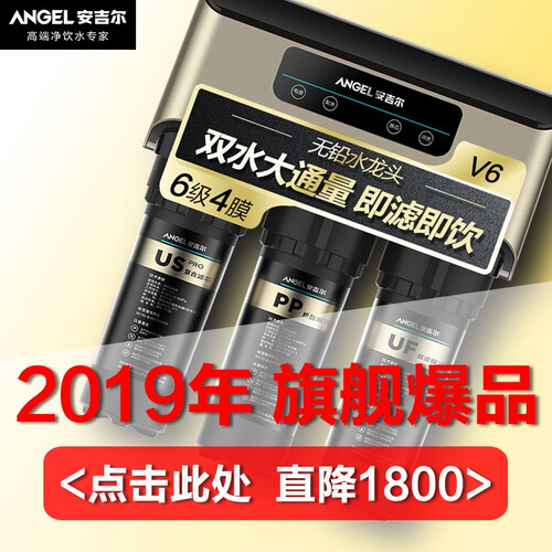 京东超市【京东旗舰店】安吉尔净水器家用 V6直饮净水机厨房无桶过滤器 双出水厨下水龙头净水机 ro膜反渗透 J2605-ROB60(A8)