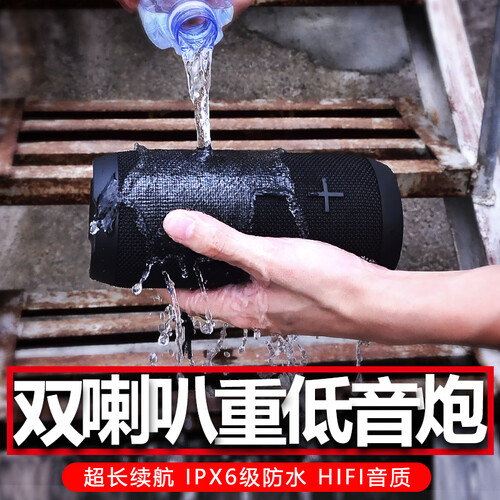 西士 重低音智能无线蓝牙音箱 IPX6级防水设计户外家用车载插卡便携式迷你音响小钢炮手机电脑 经典黑