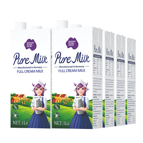 京东超市尼平河 （NEPEAN RIVER DAIRY） 德国进口 甄喜系列 高钙全脂纯牛奶1L*12盒早餐奶整箱装
