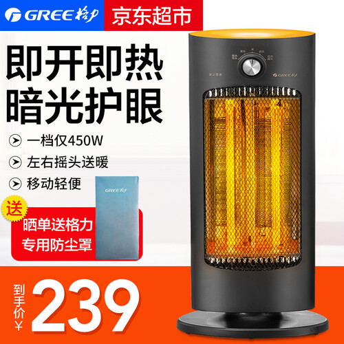 京东超市格力（GREE）小太阳取暖器家用暖风机电暖风扇 速热电暖器摇头电暖气取暖炉静音加热器NSL-S609