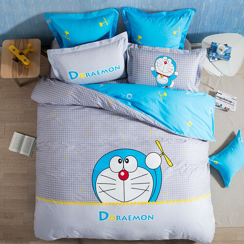 LOVO家纺 床上用品四件套哆啦A梦全棉纯棉床品四件套床单被套 竹蜻蜓 1.8米床(被套220x240cm)