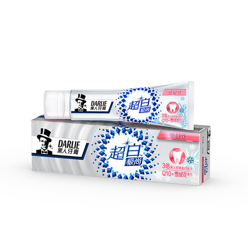 黑人(DARLIE)超白极尚雪绒花美白牙膏120g 去黄牙 去牙渍 清新口气 热巴同款