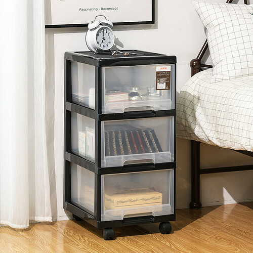 京东超市禧天龙 3层透明收纳柜 环保塑料1体收纳柜 带滑轮储物柜 抽屉式收纳箱G-5020