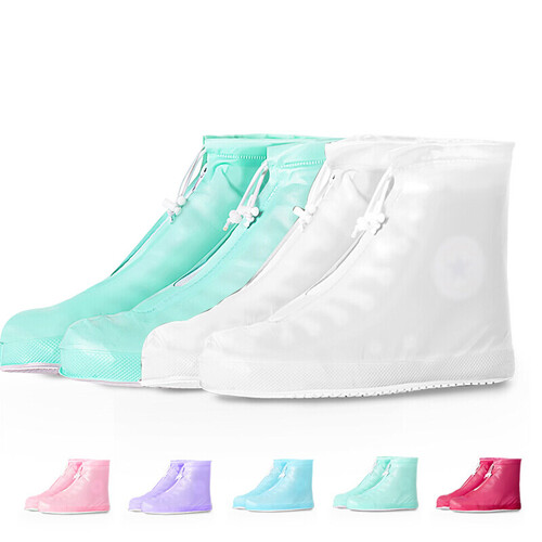 博沃尼克 雨鞋套防水防雨鞋套加厚户外旅游学生成人耐磨防滑男女士雨靴雨鞋鞋套 白色绿色随机XL(38-39码)