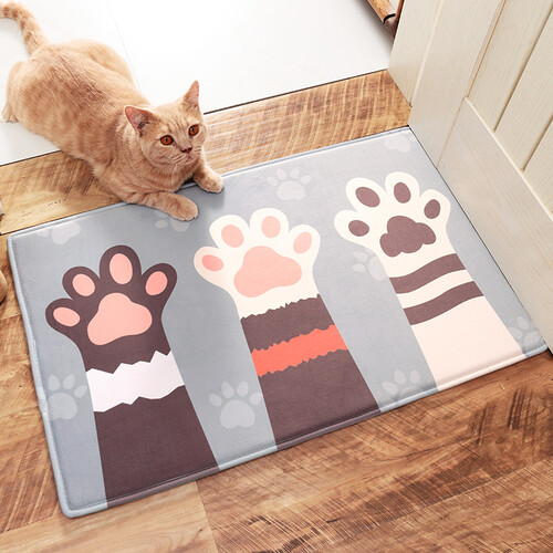 京东超市大江 卡通地垫浴室吸水防滑垫门垫地毯脚垫家用 萌猫掌40*60cm