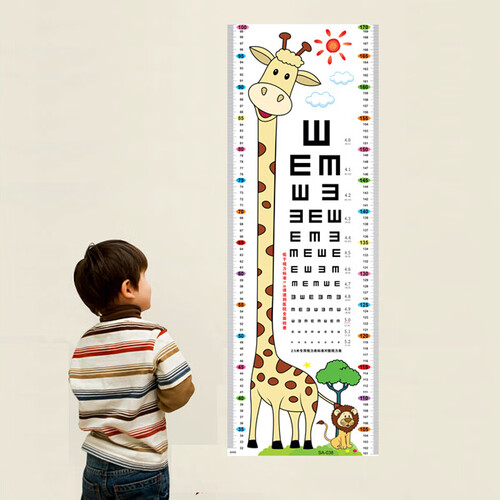 京东超市意尔嫚 墙贴画 儿童视力表身高测量墙贴纸幼儿园墙贴自粘DIY卡通儿童房装饰画 长颈鹿宝宝