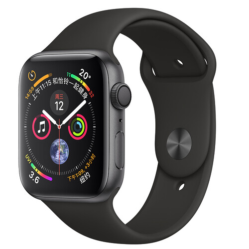 Apple Watch Series 4智能手表 苹果手表4代 深空灰色铝金属黑色表带 40毫米S4 蜂窝+GPS版