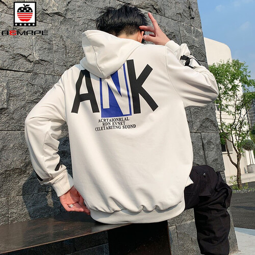 AEMAPE苹果 卫衣男连帽2019秋季新款韩版潮流宽松个性潮牌印花带帽衫情侣学生运动百搭秋衣套装男 TZ109-白色单衣 XL