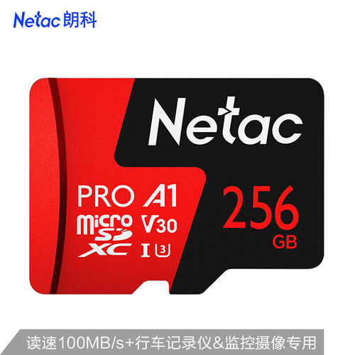 朗科（Netac）256GB TF（MicroSD）存储卡 A1 U3 V30 4K 高度耐用行车记录仪&监控摄像头内存卡 读速100MB/s