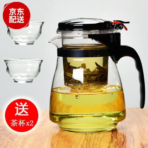 瓷牌茗玻璃茶具套装 可拆洗内胆飘逸杯男女居家用办公耐热玻璃茶杯泡茶壶 尚型飘逸杯（600ml）+送2个玉兰杯