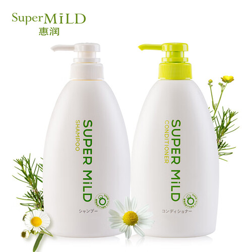 京东超市资生堂惠润（SUPER MiLD）柔净 绿野芳香 洗护 套装（洗发露600ml+护发素600ml）（日本原装进口洗发水）