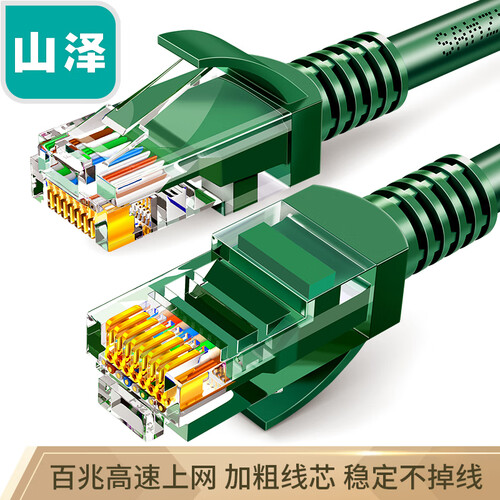 山泽(SAMZHE)超五类网线 CAT5e类高速百兆网线 25米 工程/宽带电脑家用连接跳线 成品网线 绿色 GR-525